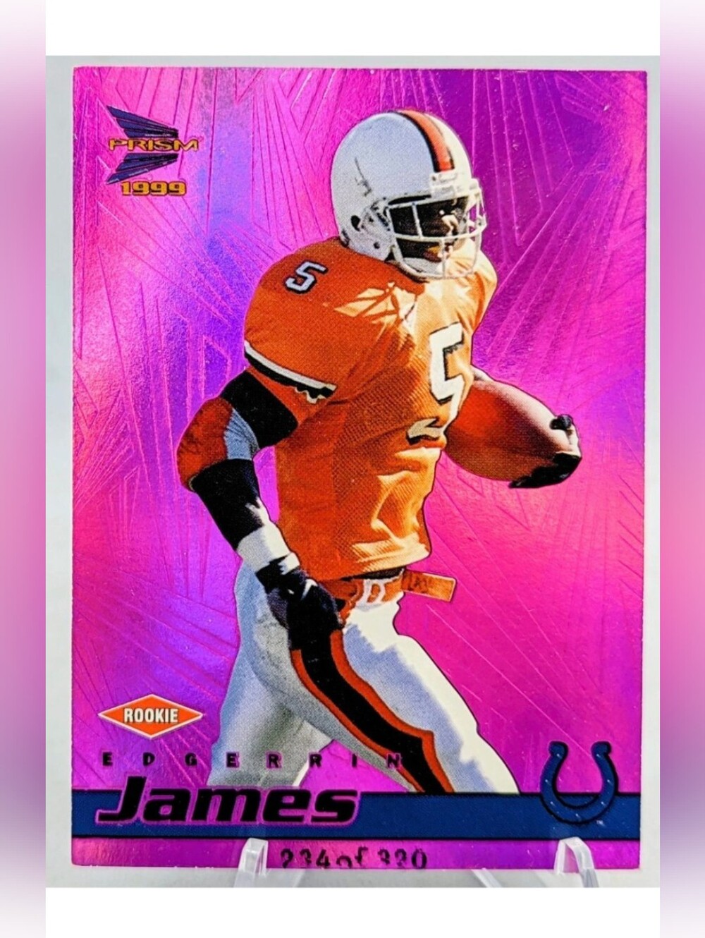 1999 Pacific Prism Football Edgerrin James Indianapolis Colts Purple Rookie /320